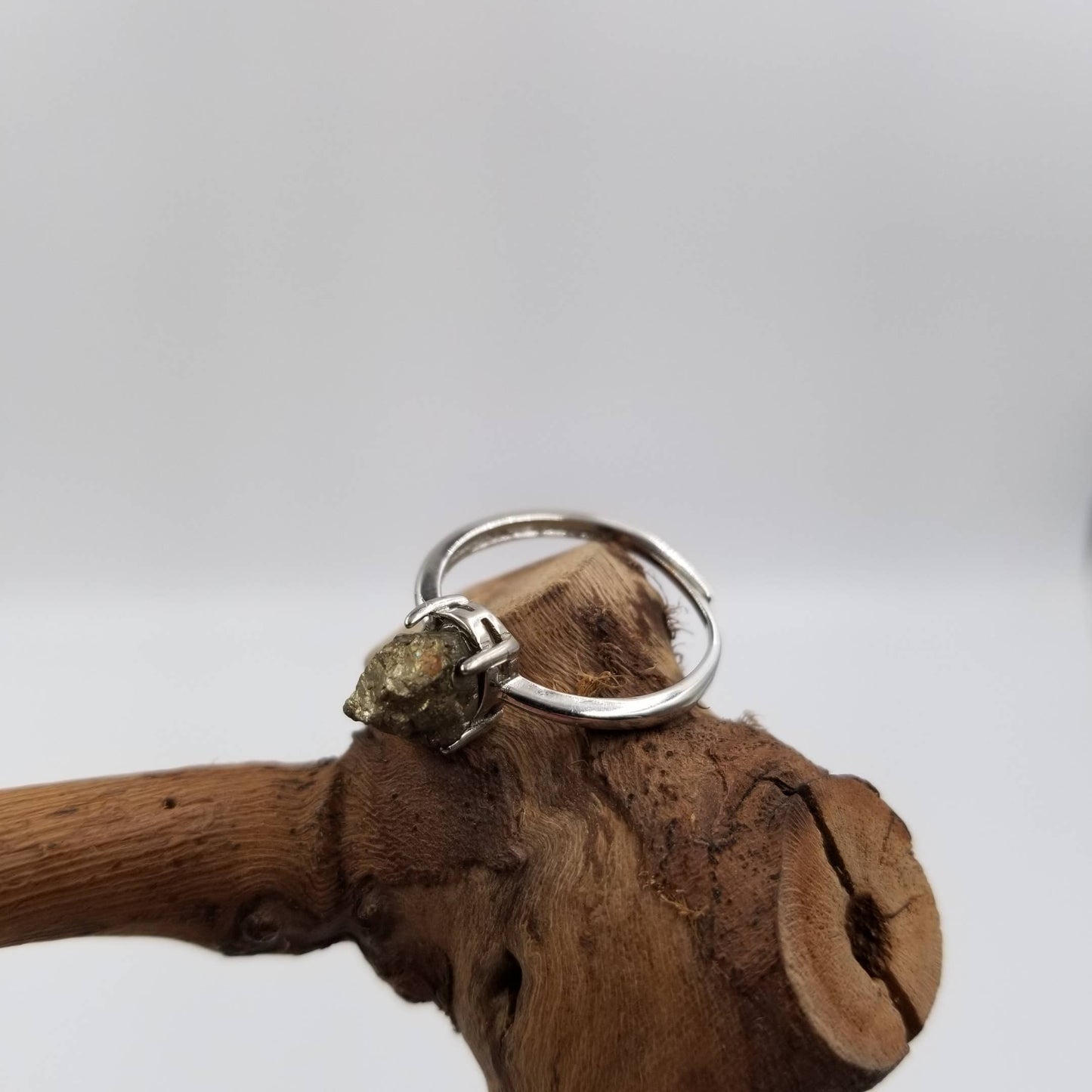 Handmade Natural Pyrite Crystal Cluster Ring