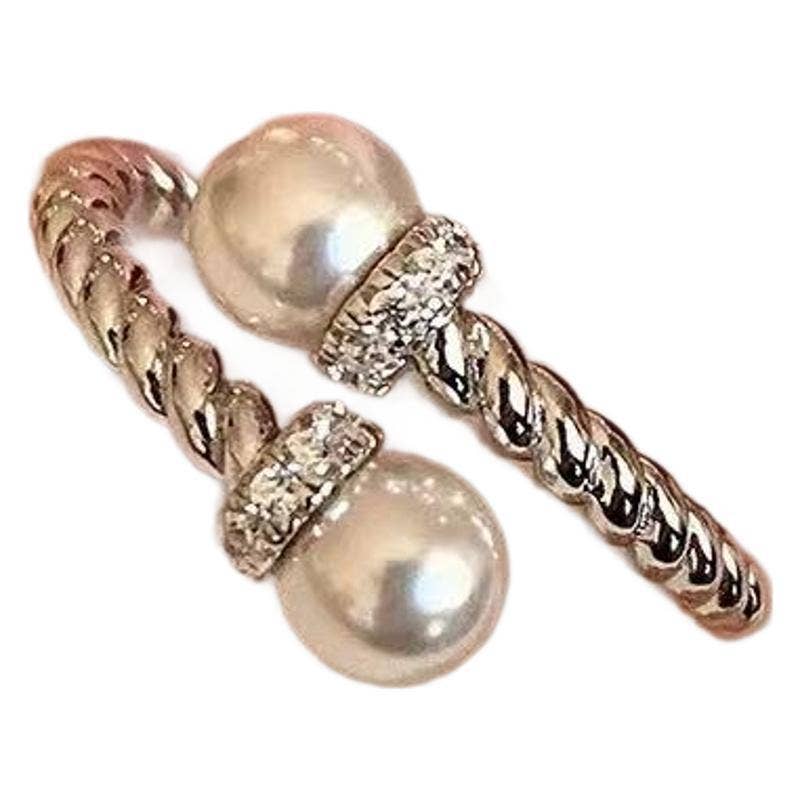 Minimalist Pearl Ring: Silver-Tone Pearl Ring / Adjustable