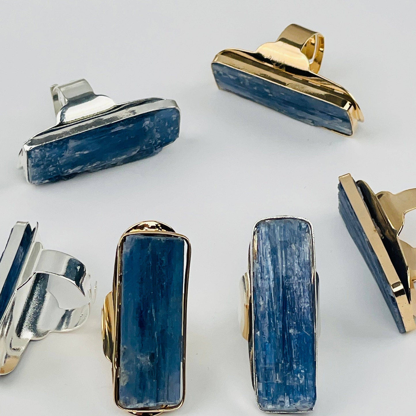 Crystal Blue Kyanite Adjustable Ring: Silver