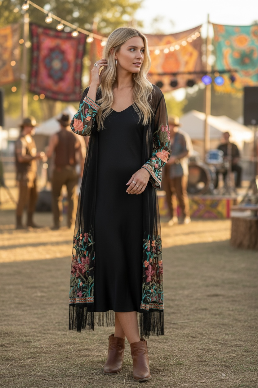 Sheer shawl / floral pattern