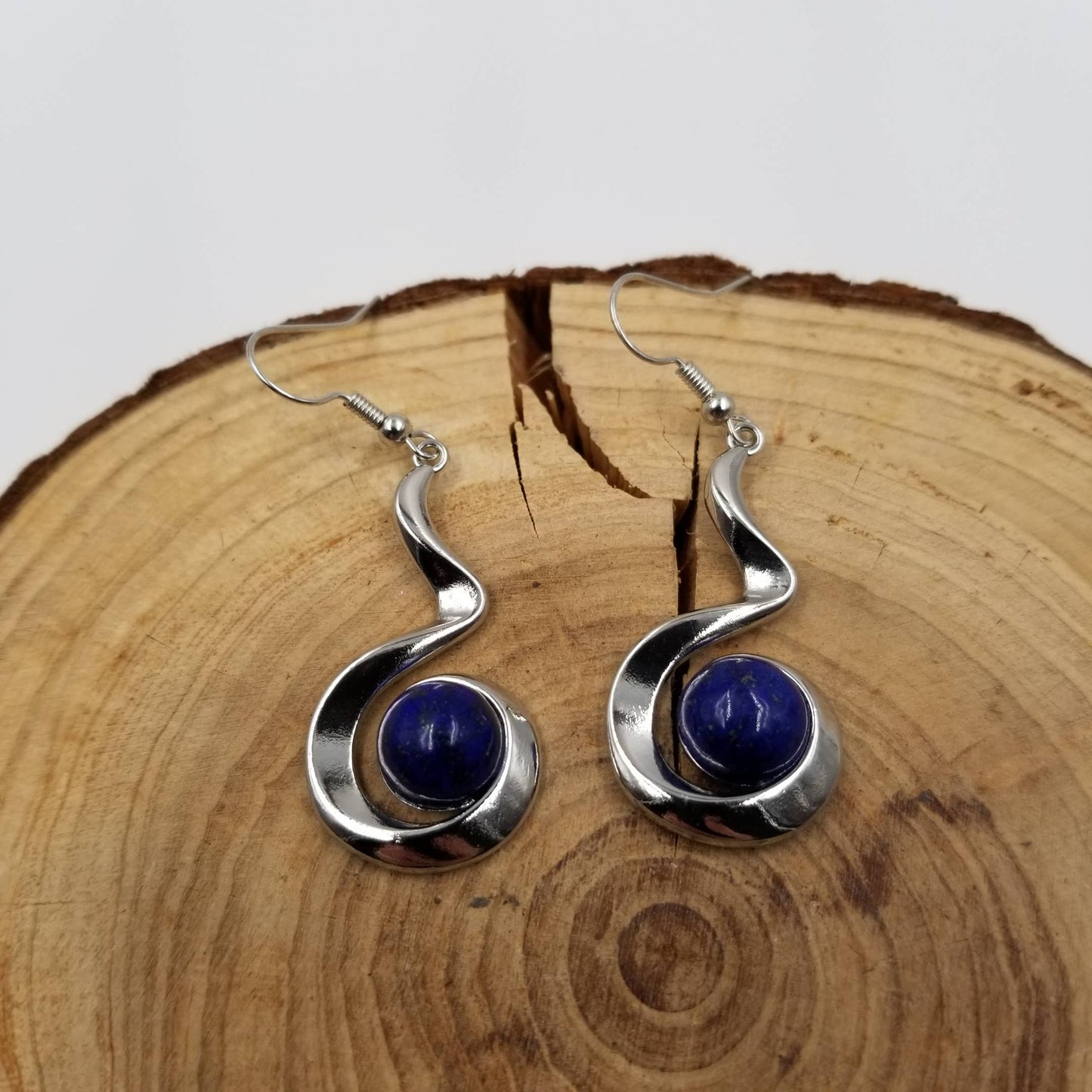 Spiral Natural Stone Bead Earrings: Green