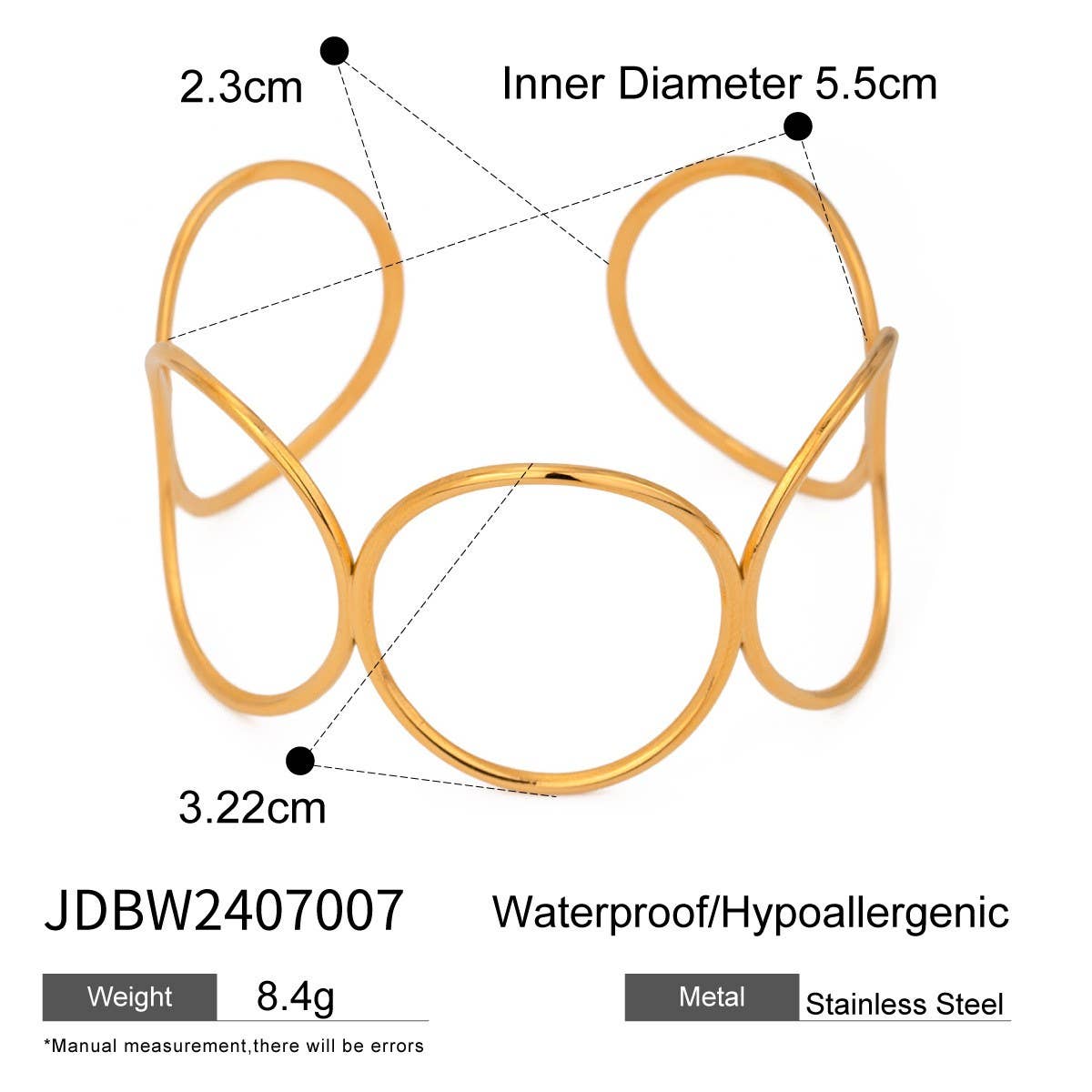 Stylish Irregular Large Circle Open Cuff Bracelet_CWAJE4900: TYPE1 / (OS) 1