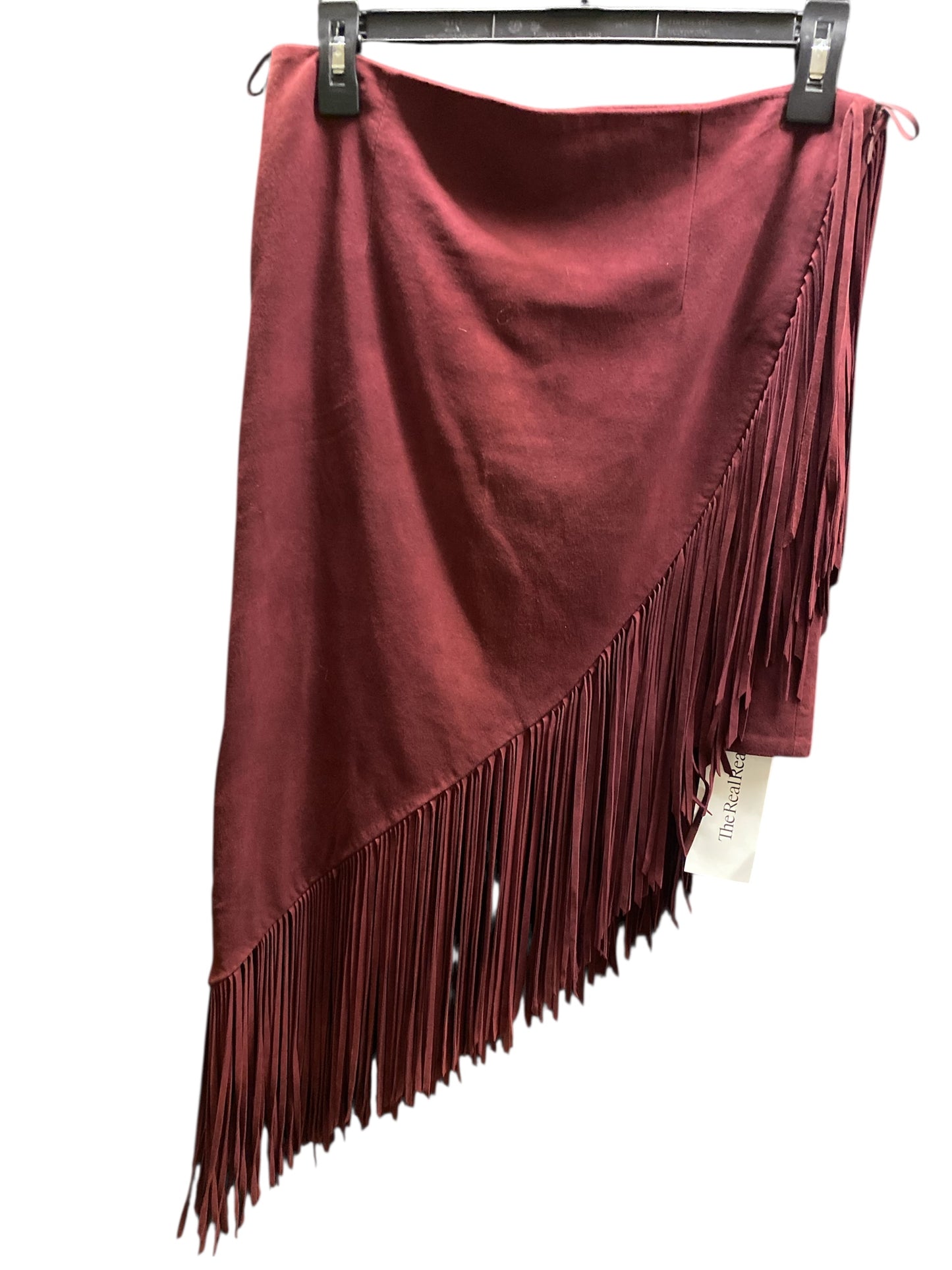 Burgandy side fringe skirt