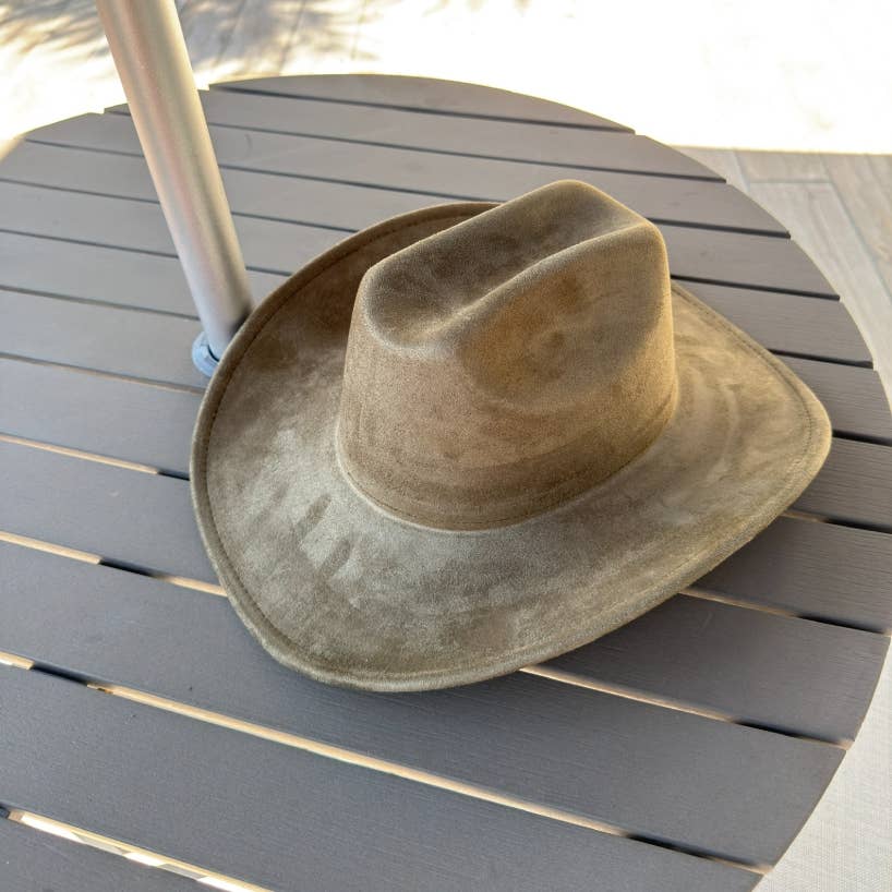 🤠Vegan Suede Cattleman Cowboy Hat: Brown