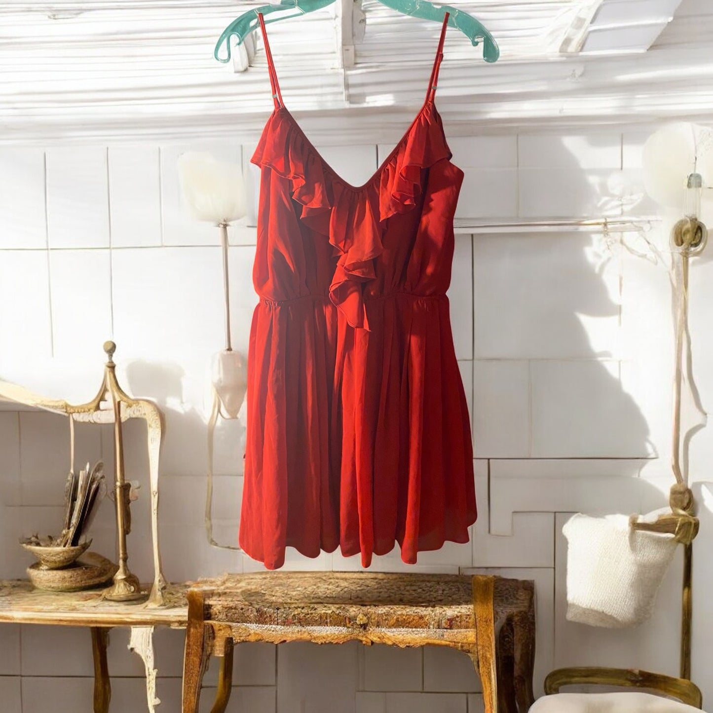 Flowing red dress