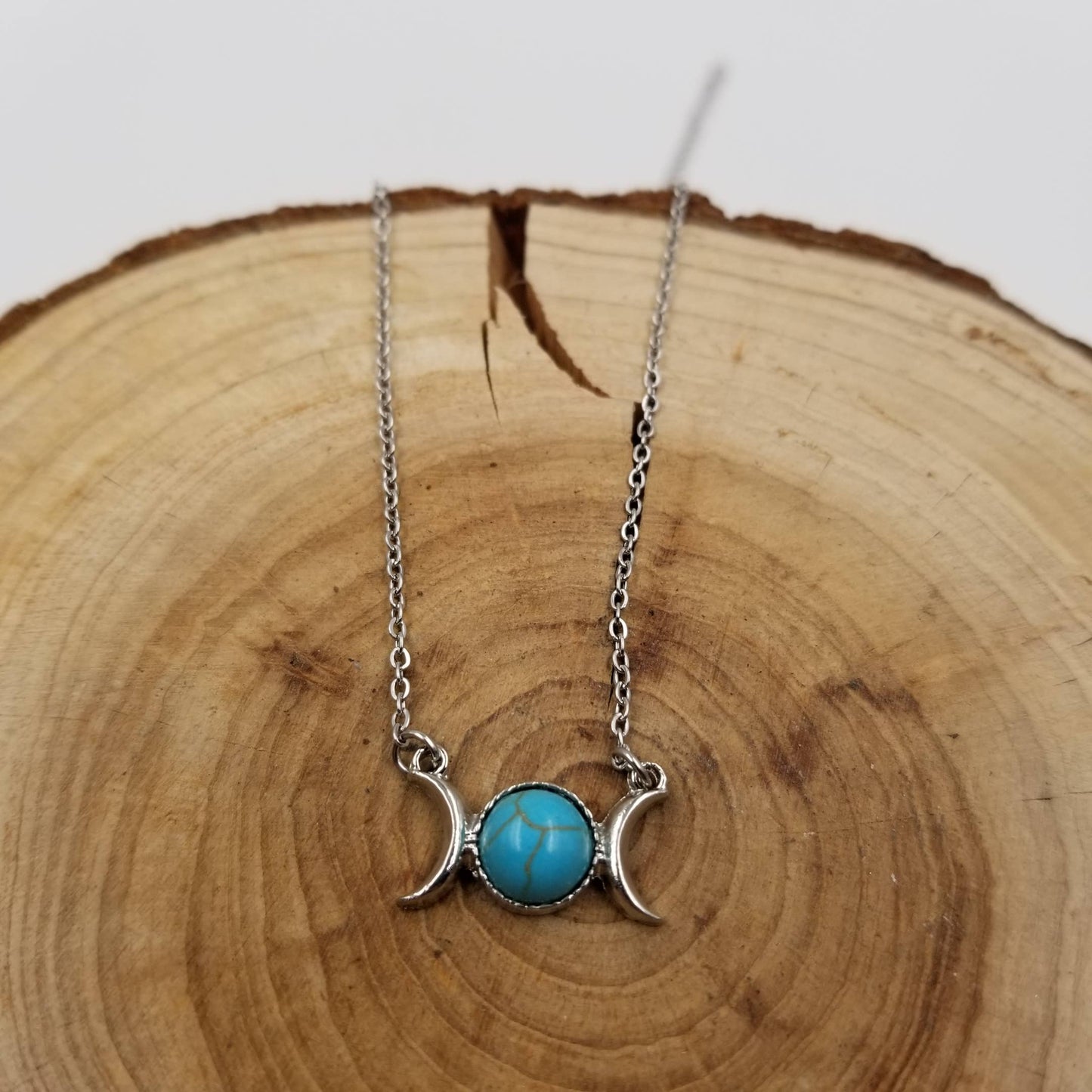 Natural Stone Double Moon Guardian Stone Necklace: Purple