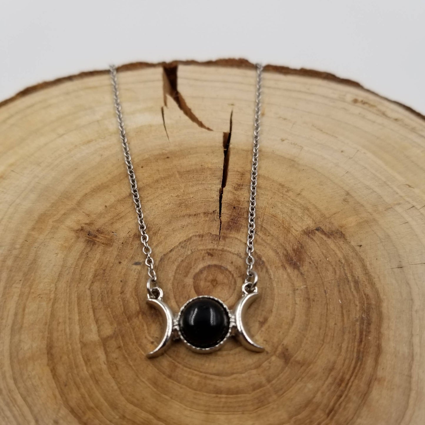 Natural Stone Double Moon Guardian Stone Necklace: Purple