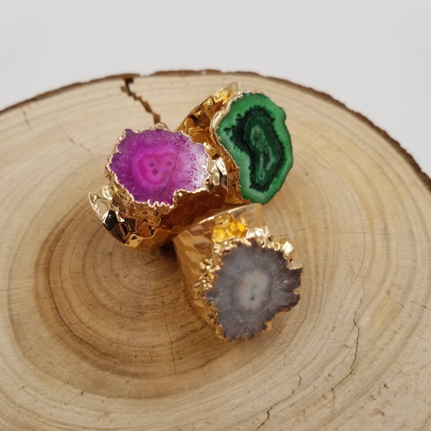 Rough Cut Stone Ring: Green