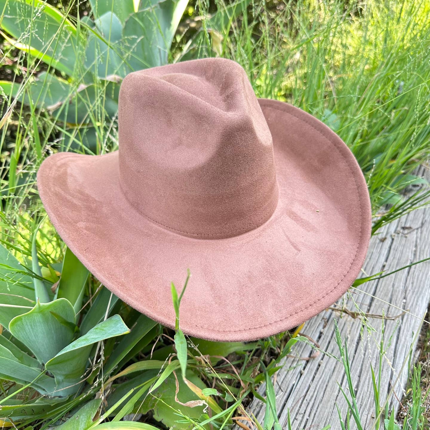 Best seller Vegan Suede Cowboy hat stiff flat brim: Dk Teal / ONE SIZE