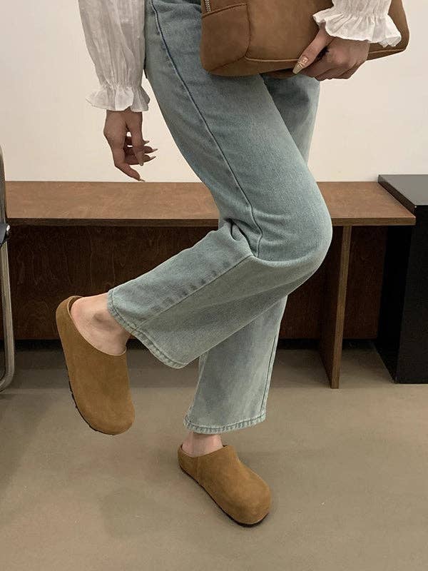 Round-Toe Split-Joint Flat Shoes Slippers&Mules: GINGER / US 8.5 | EU 39 1/3 | UK 6 | CN 40