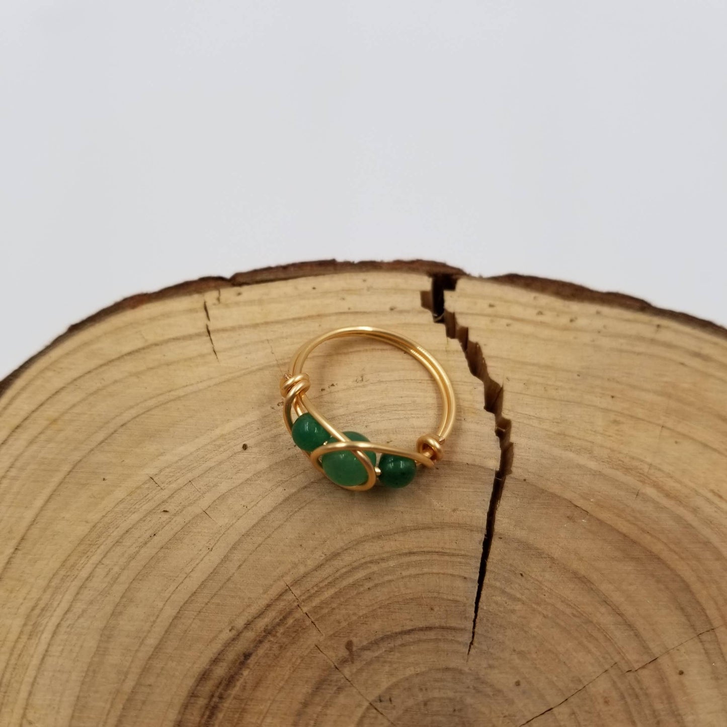 Handmade 3 Chalak Natural Stone Bead Ring: Yellow