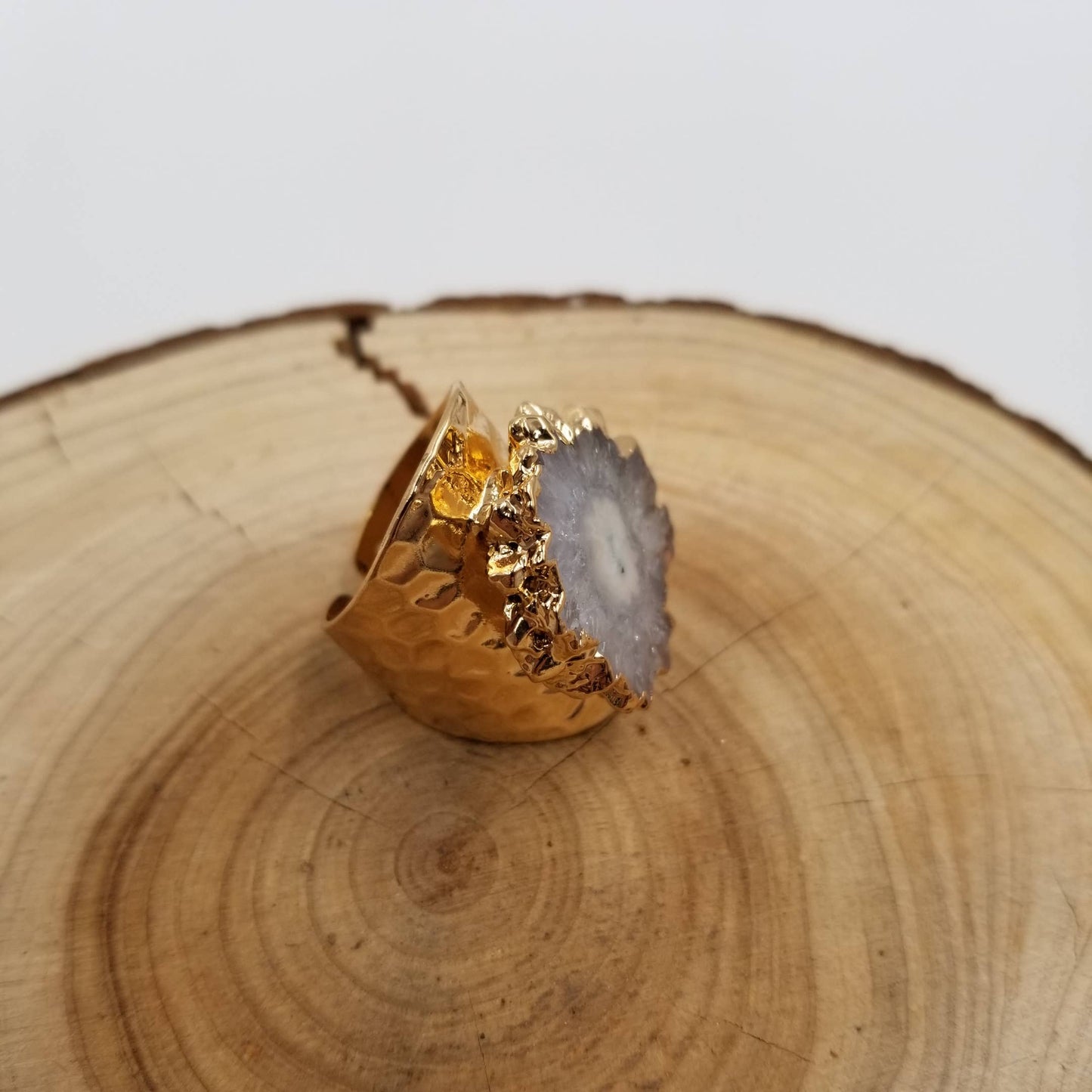 Rough Cut Stone Ring: Green