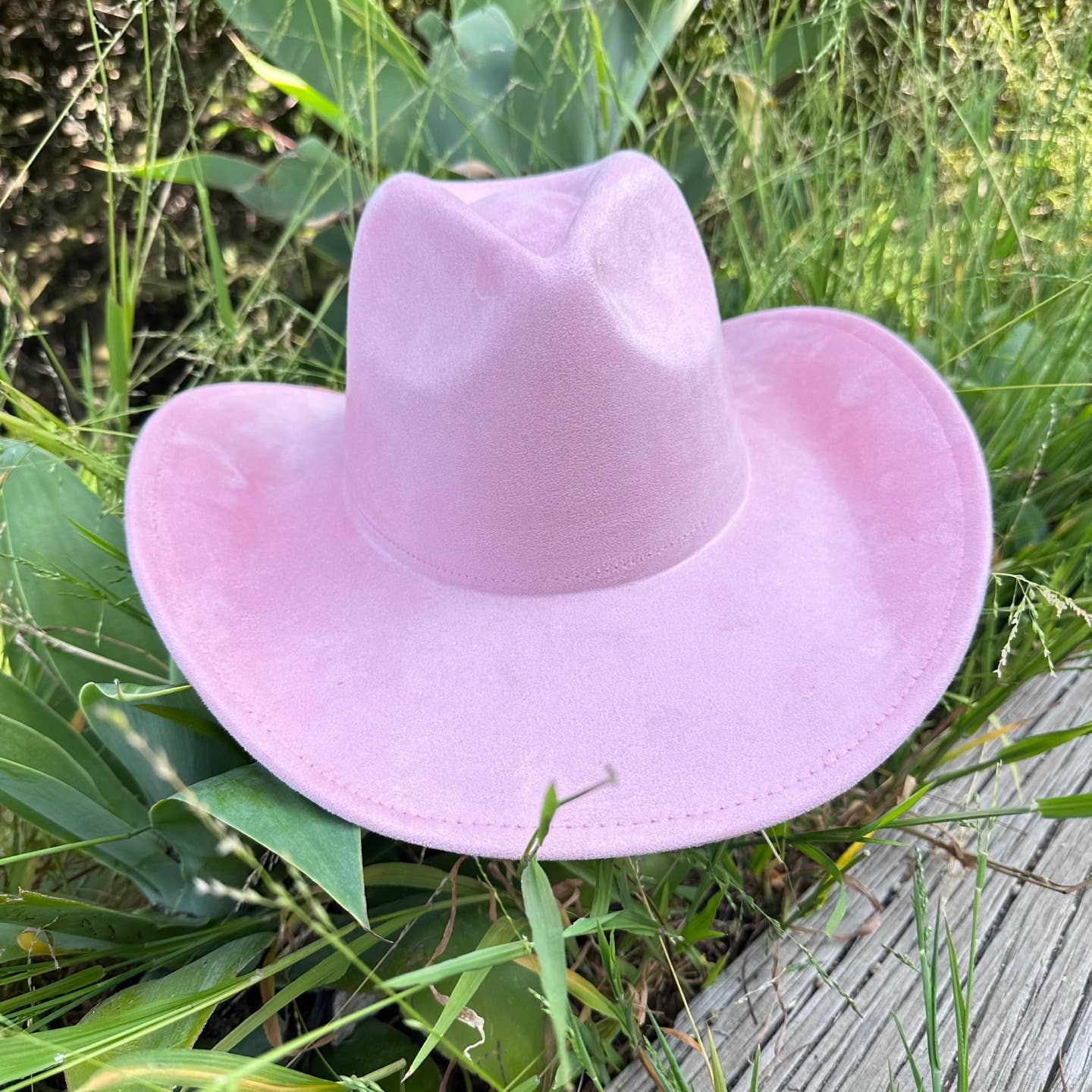 Best seller Vegan Suede Cowboy hat stiff flat brim: Dk Teal / ONE SIZE