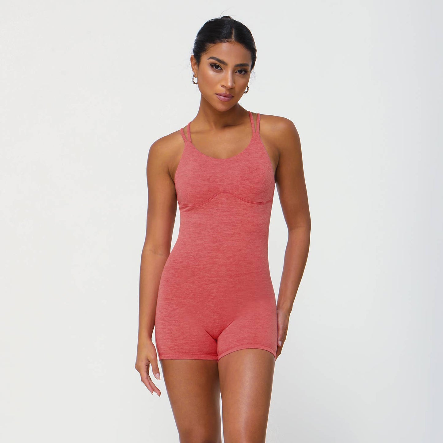 Women Fitness Cross Back Sleeveless Yoga Jumpsuit: Purple / L