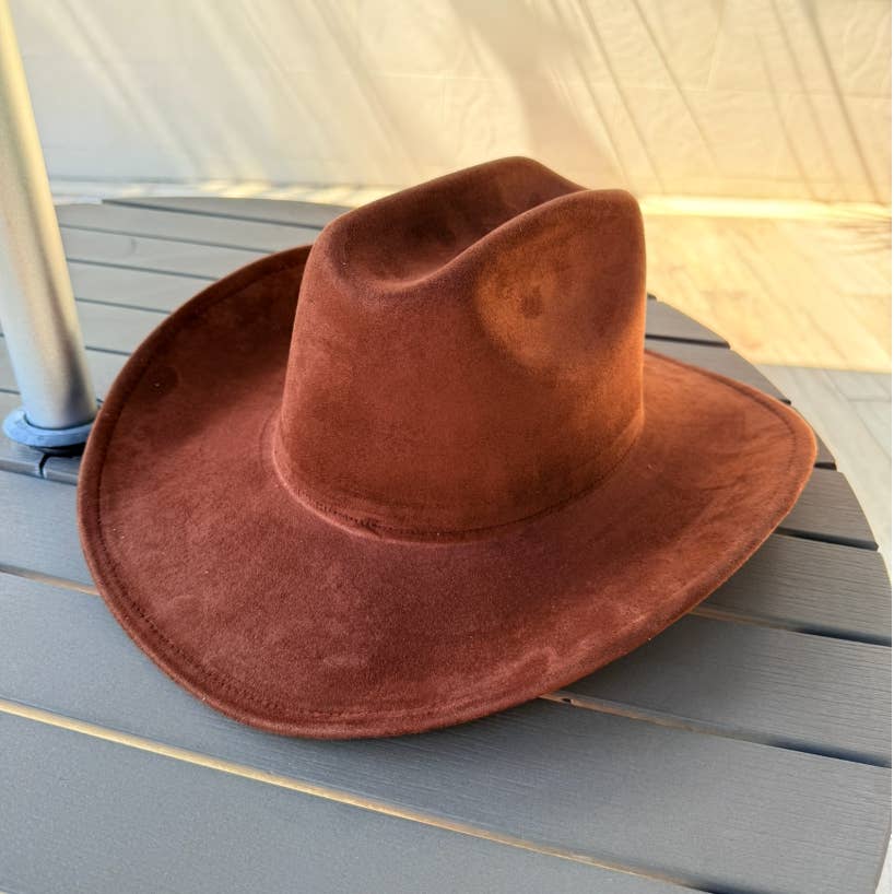 🤠Vegan Suede Cattleman Cowboy Hat: Brown