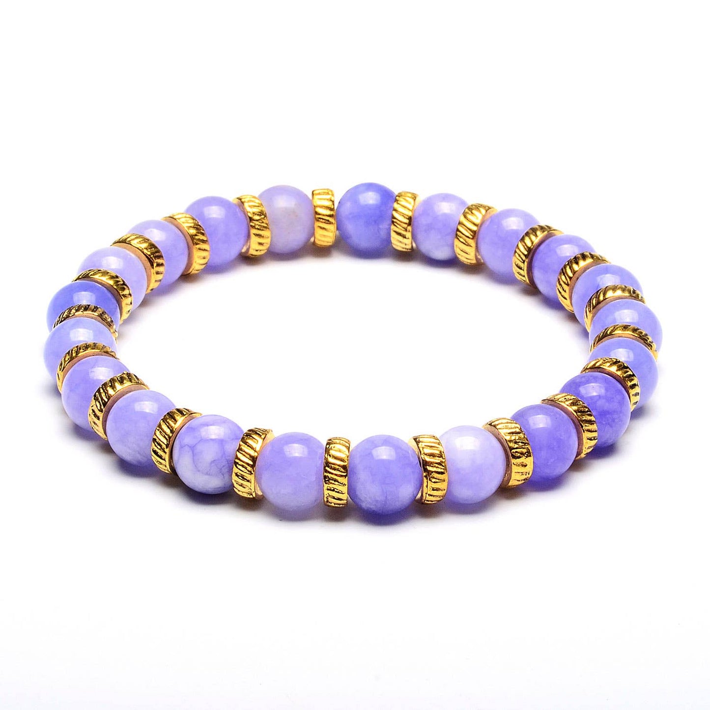 Dyed Jade Stone Bead Stretch Bracelet (8mm): Light Blue