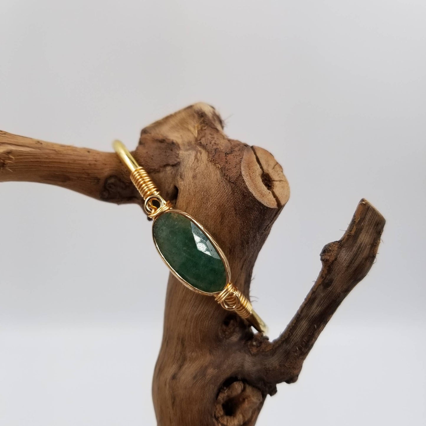 Natural Stone Cuff Gem Stone Bracelet: Pink