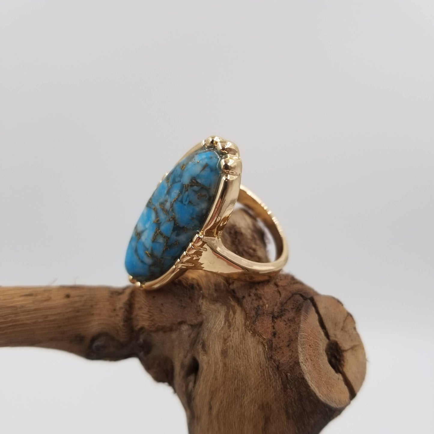 Oval Natural Lapis Lazuli Gemstone Ring: Navy blue