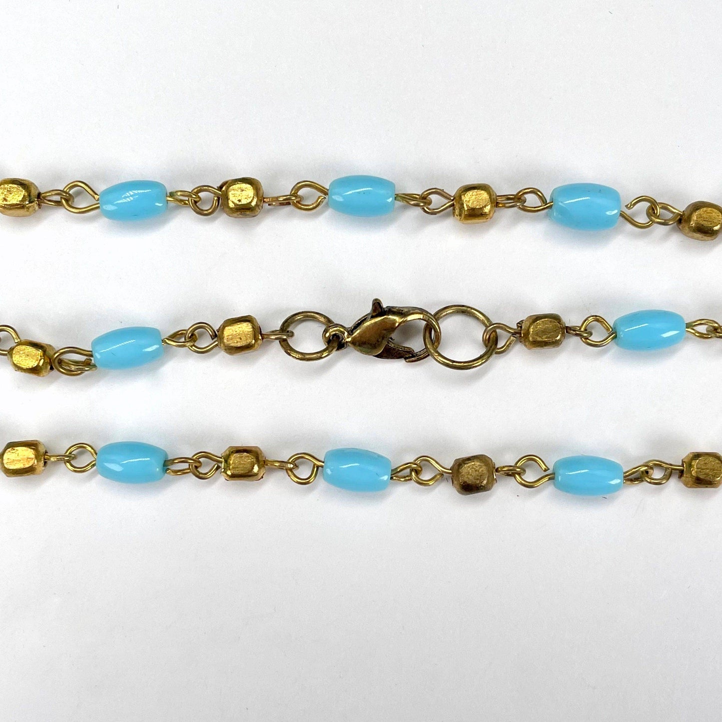Crystal Beaded Necklace with Turquoise Horn Pendant