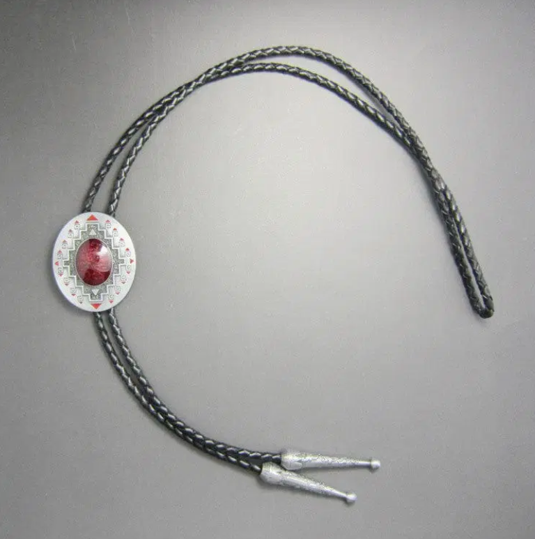 Red Oval Bolo Tie