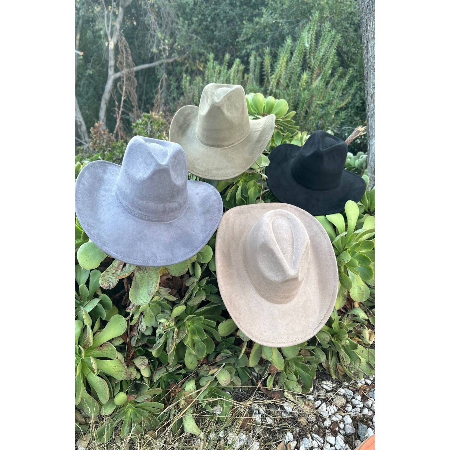 Best seller Vegan Suede Cowboy hat stiff flat brim: Dk Teal / ONE SIZE