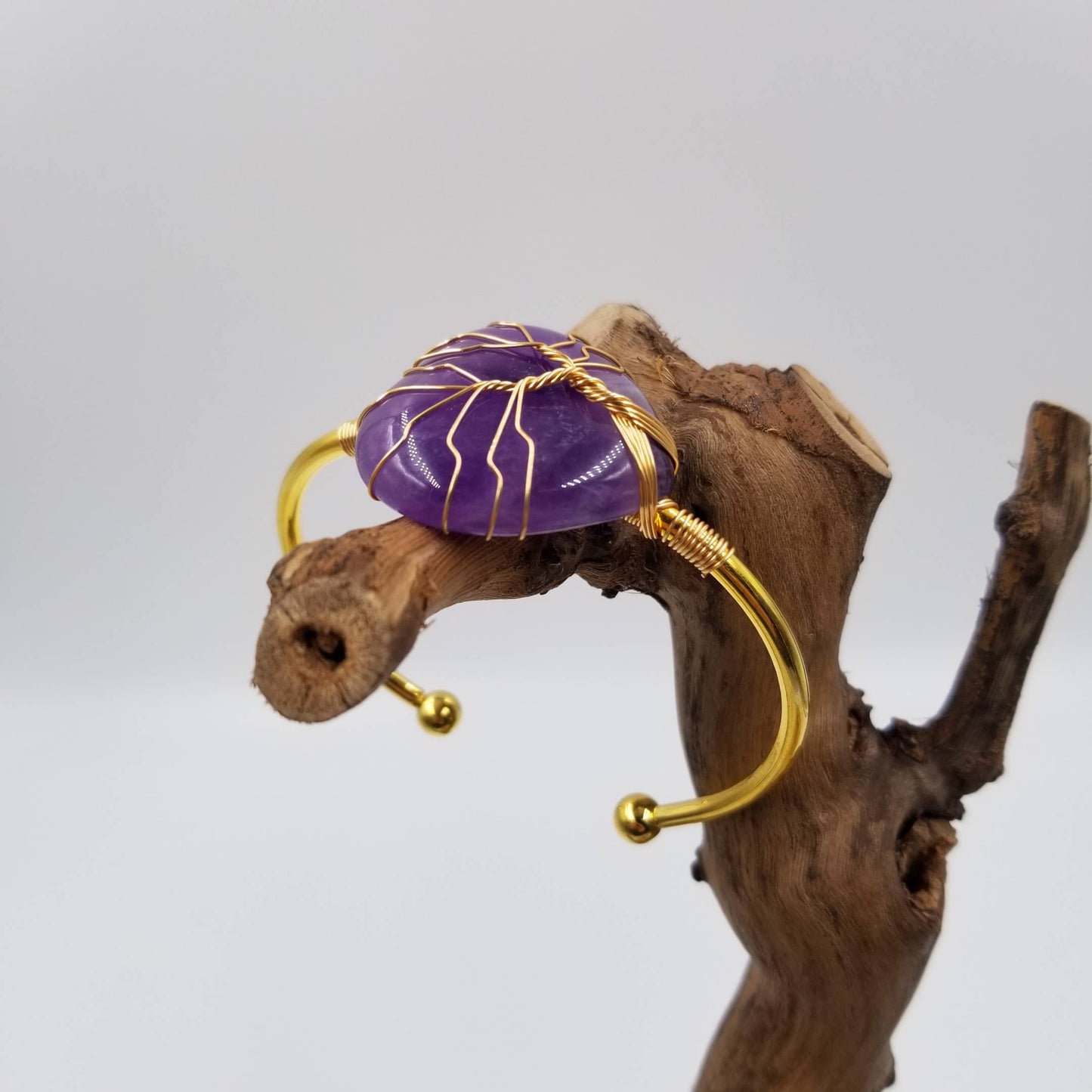 Handmade Natural Crystal Heart Bracelet - Mother'S Day Gift: Purple
