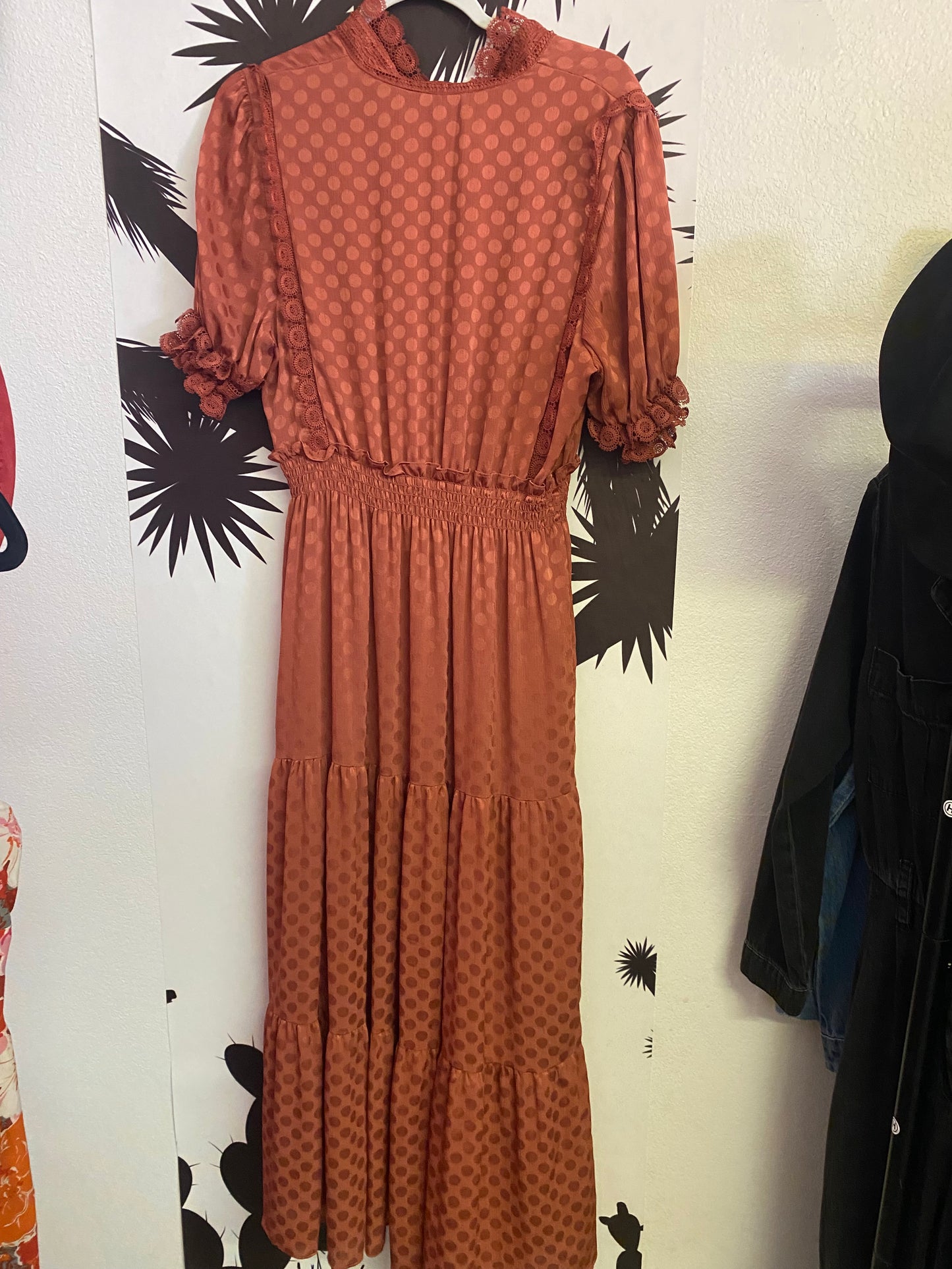 Lacey rust long dress