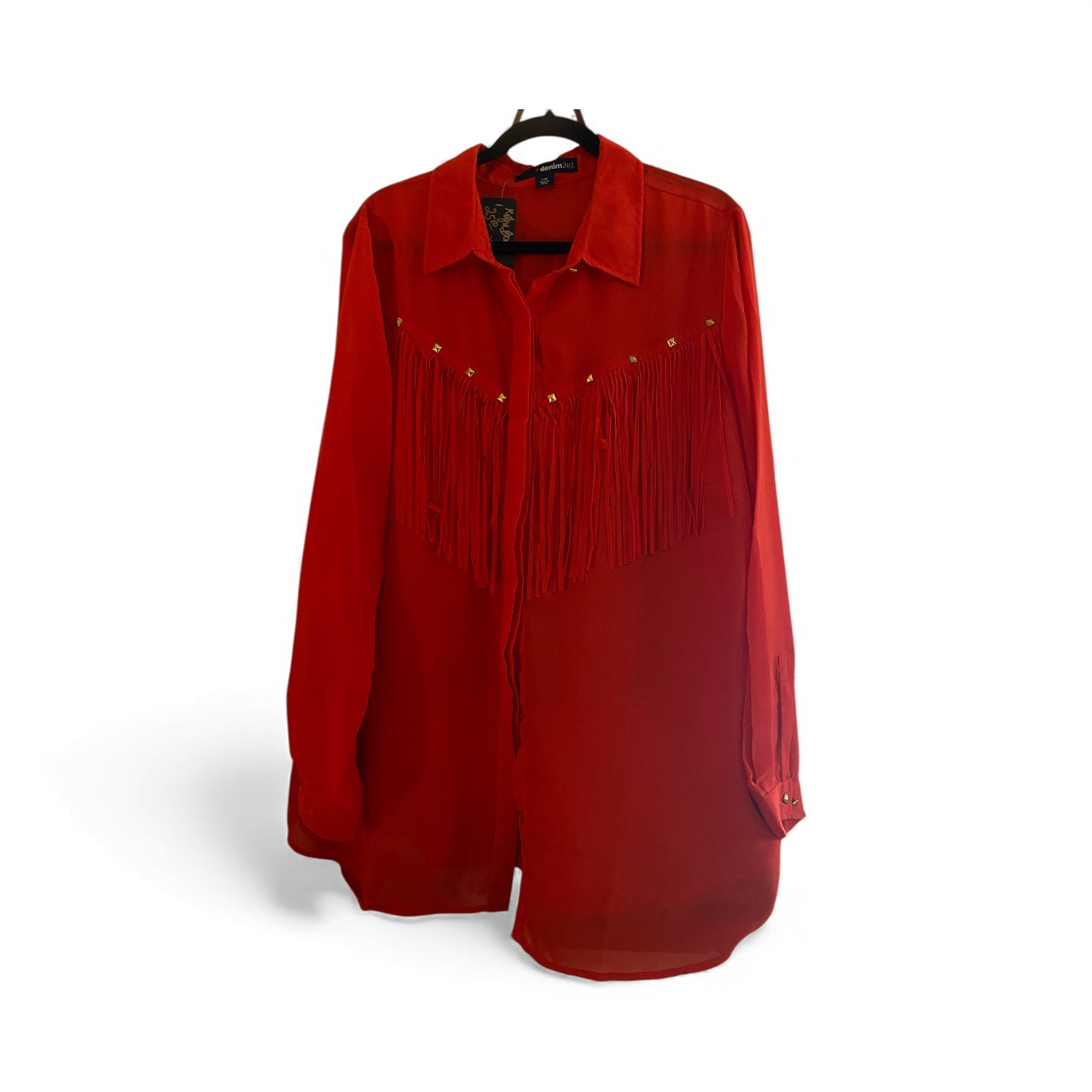 Red fringe blouse xl