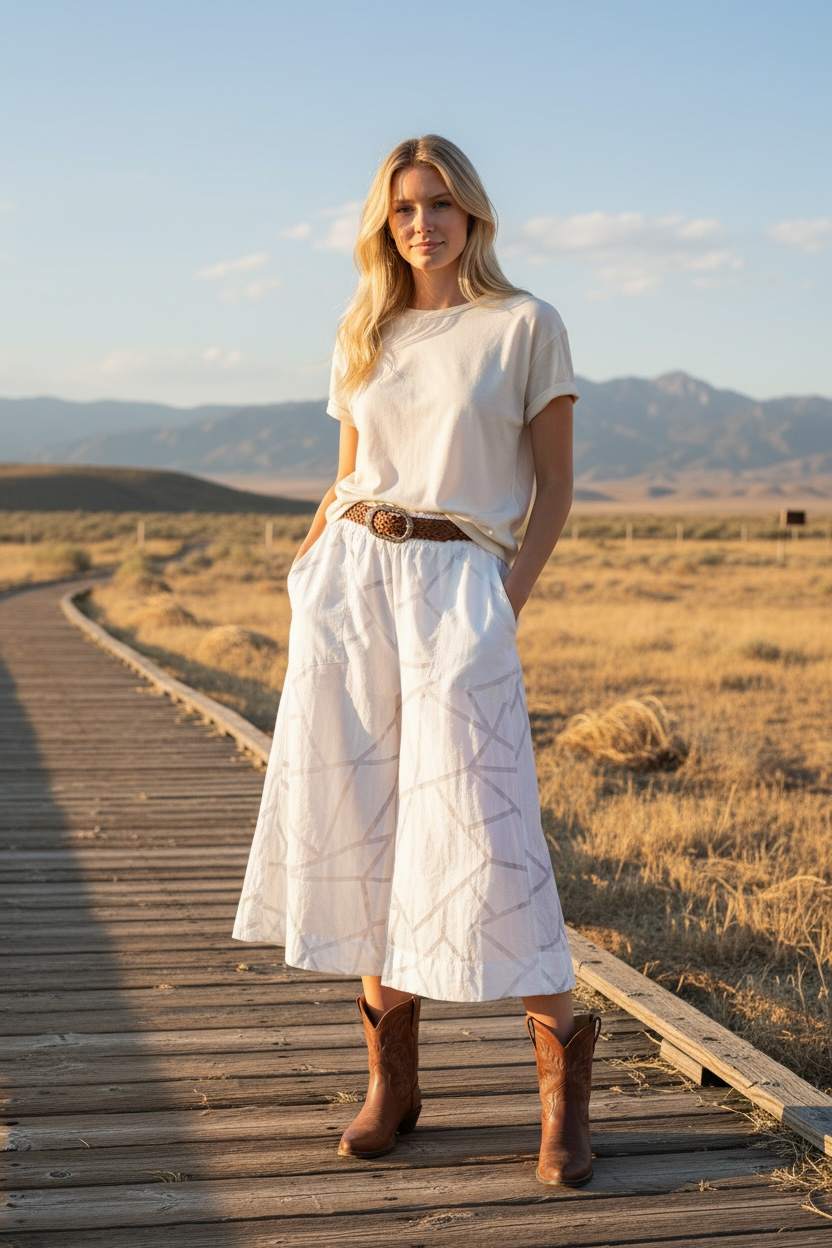 Mid length white pants