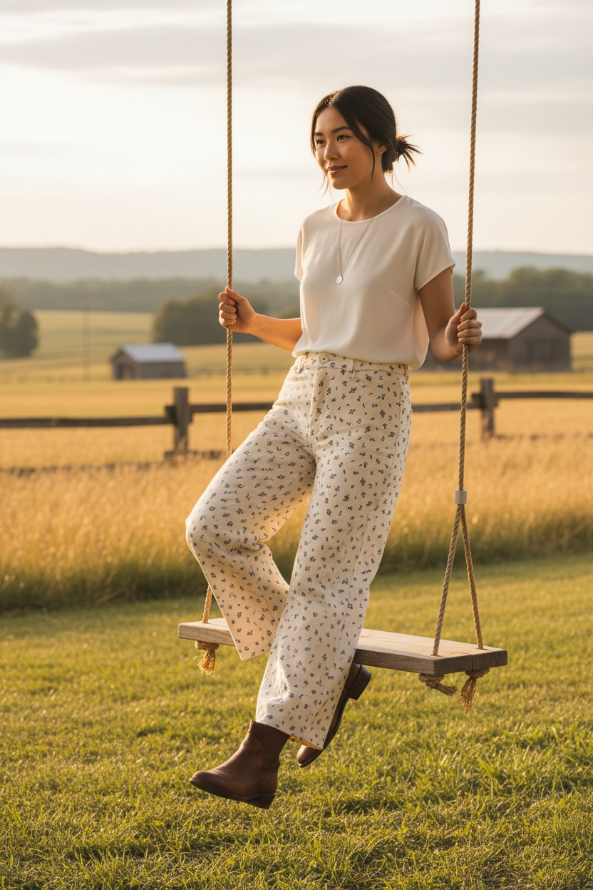 White floral from jeans