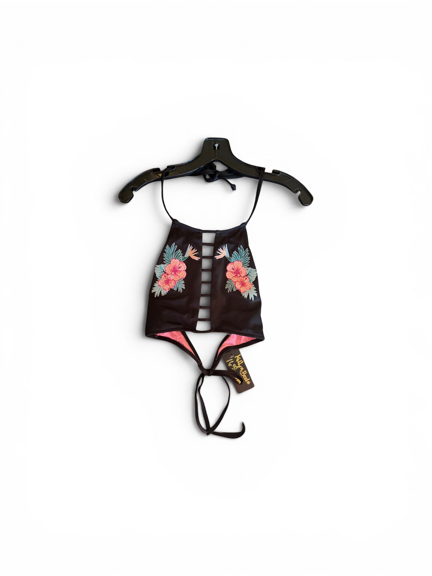 Black floral tie top