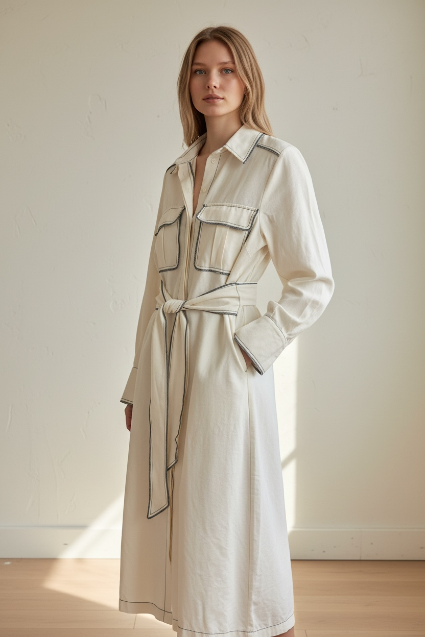 Top shop long crème coat with pockets