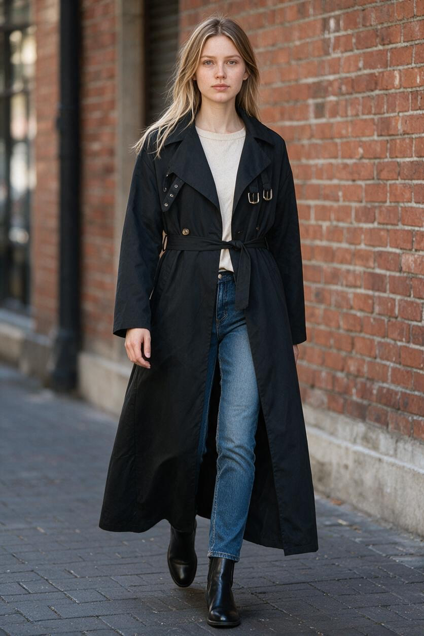 Black trench coat / buckles