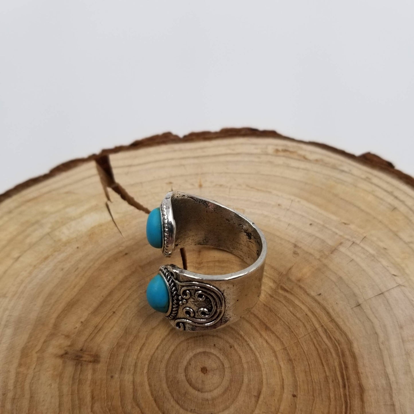 Vintage Silver Turquoise Adjustable Ring