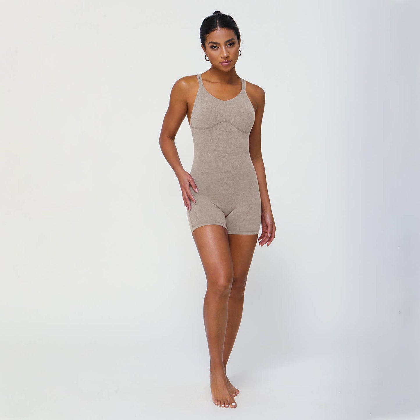 Women Fitness Cross Back Sleeveless Yoga Jumpsuit: Purple / L