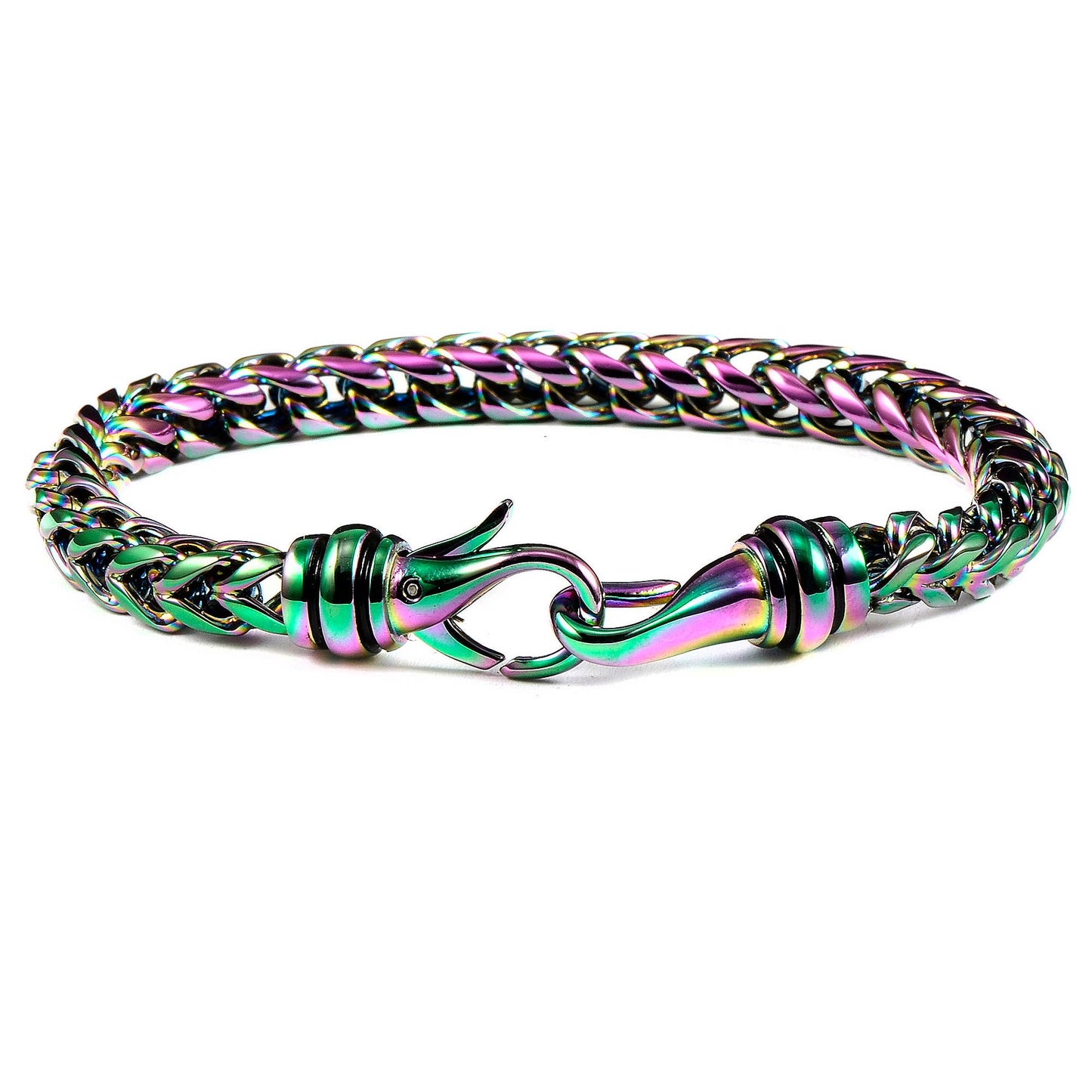 Crucible Polished Stainless Steel Franco Chain Bracelet: Blue