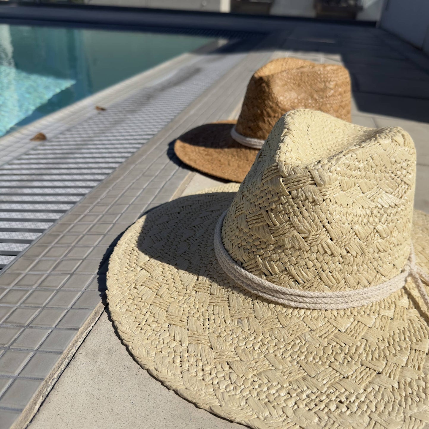 Handwoven Wide Brim Straw Cowboy Hat with Rope Tie: Natural