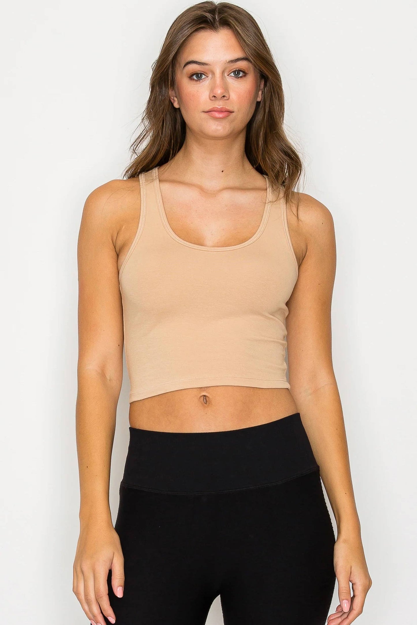 Solid color cotton lycra cropped tank top with racer back: Wine