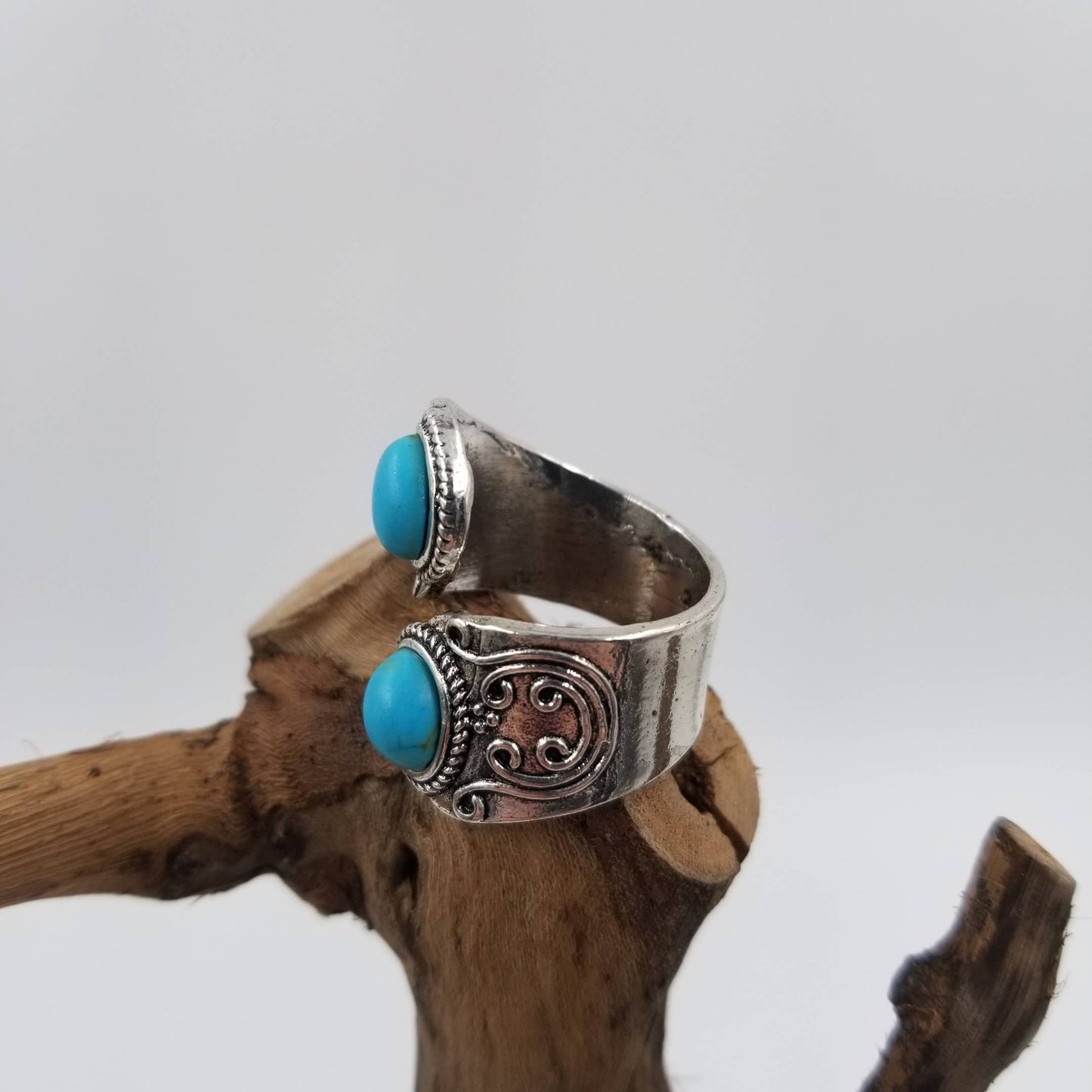 Vintage Silver Turquoise Adjustable Ring