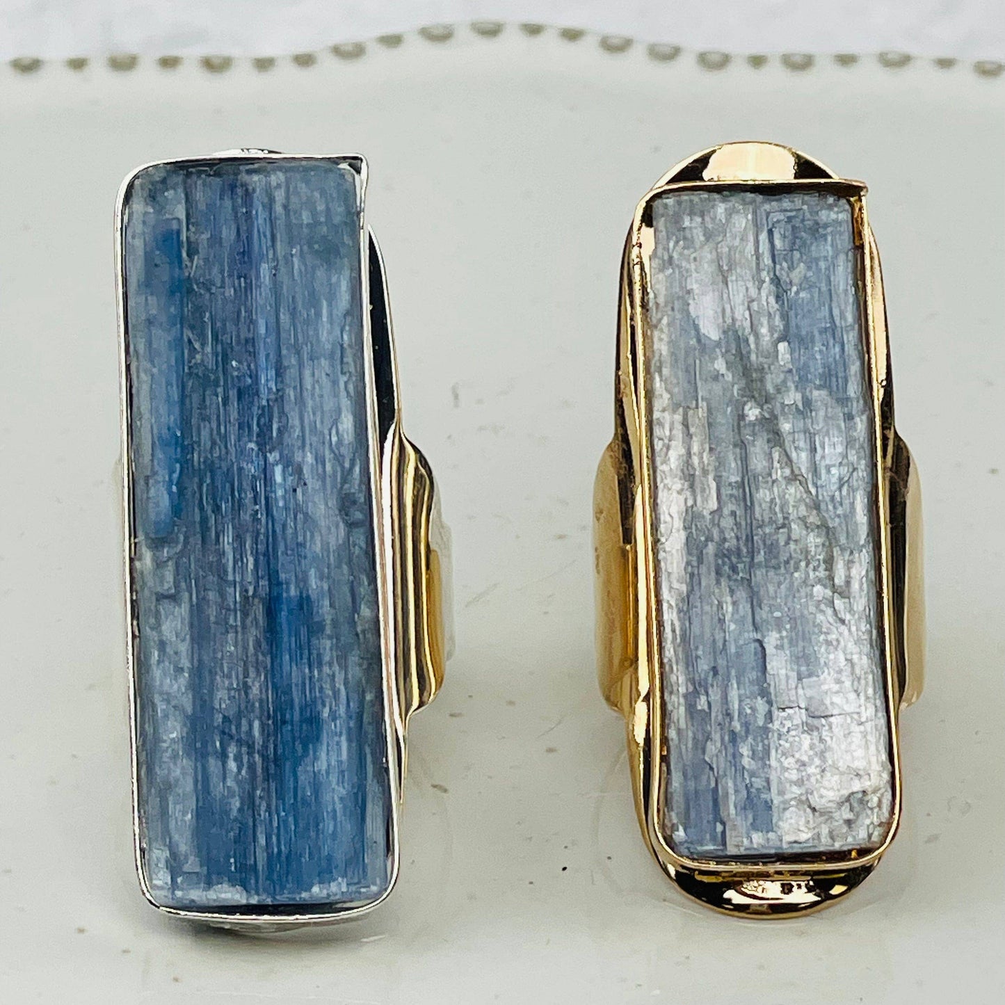 Crystal Blue Kyanite Adjustable Ring: Silver