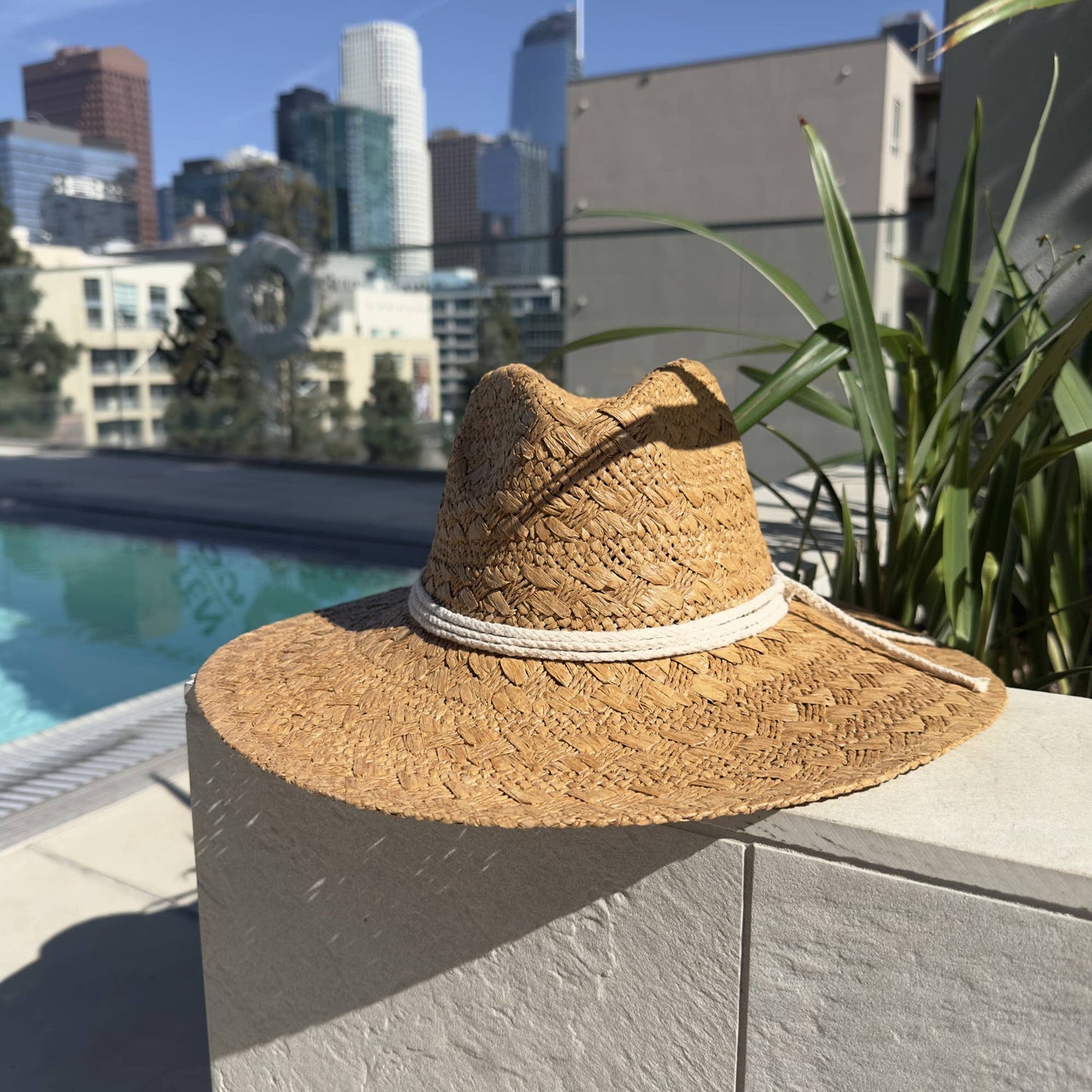 Handwoven Wide Brim Straw Cowboy Hat with Rope Tie: Natural