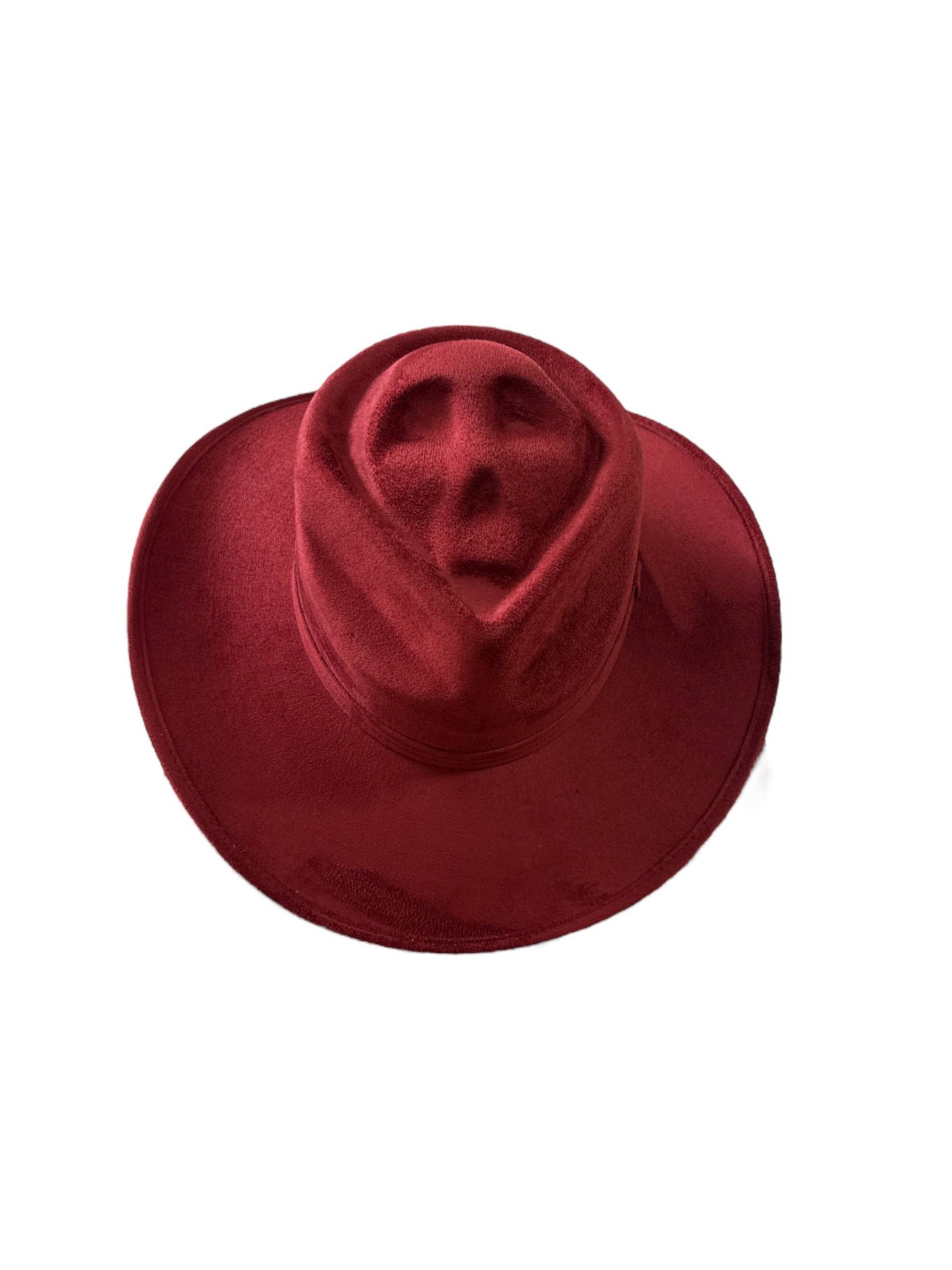 Skull-Billy Style Vegan Suede Hat: Red / Medium