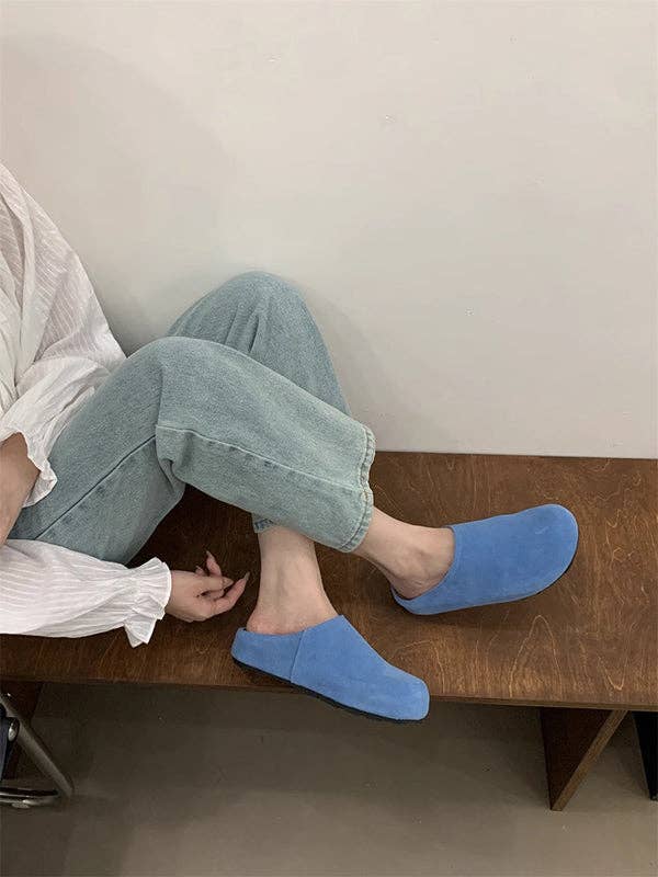 Round-Toe Split-Joint Flat Shoes Slippers&Mules: BLUE / US 8 | EU 38 2/3 | UK 5.5 | CN 39