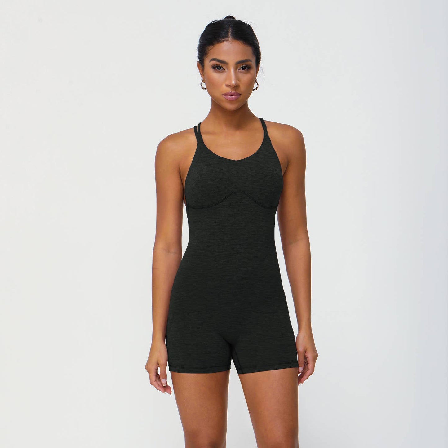 Women Fitness Cross Back Sleeveless Yoga Jumpsuit: Purple / L