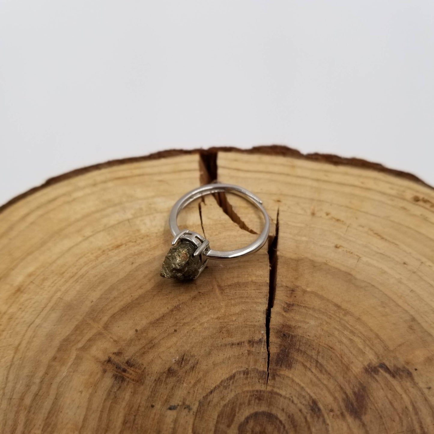 Handmade Natural Pyrite Crystal Cluster Ring