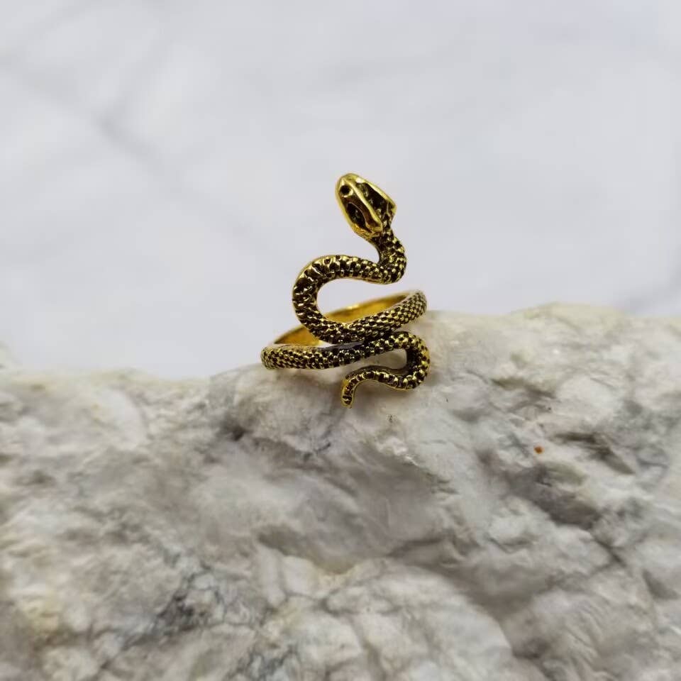 Gold Snake Ring - Goth Witchy Jewelry
