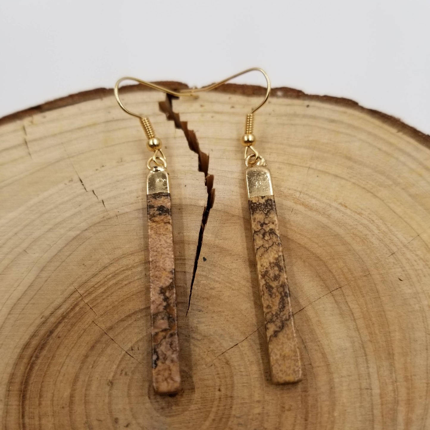 Mineral Stone Stick Earring: Brown