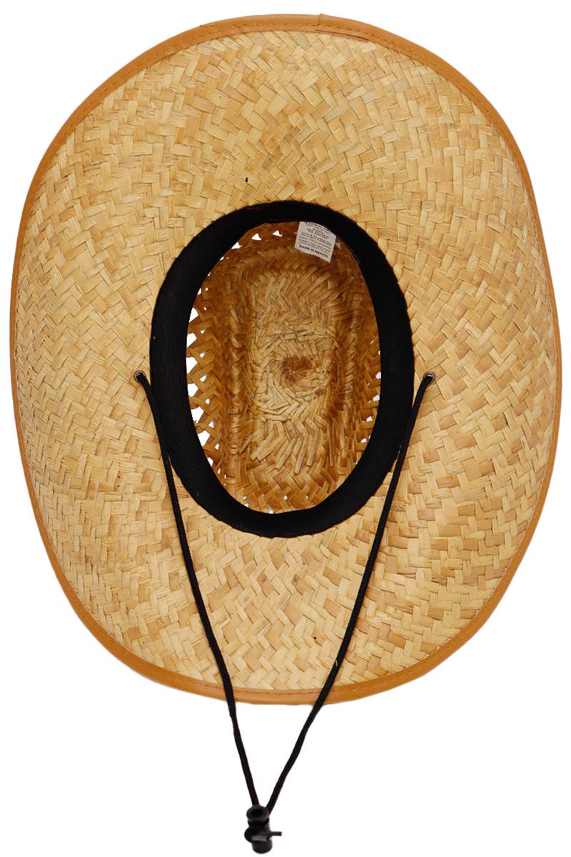 Biggs Crown Stiff Natural Straw Outdoor Cowboy Hat: Tan Trim