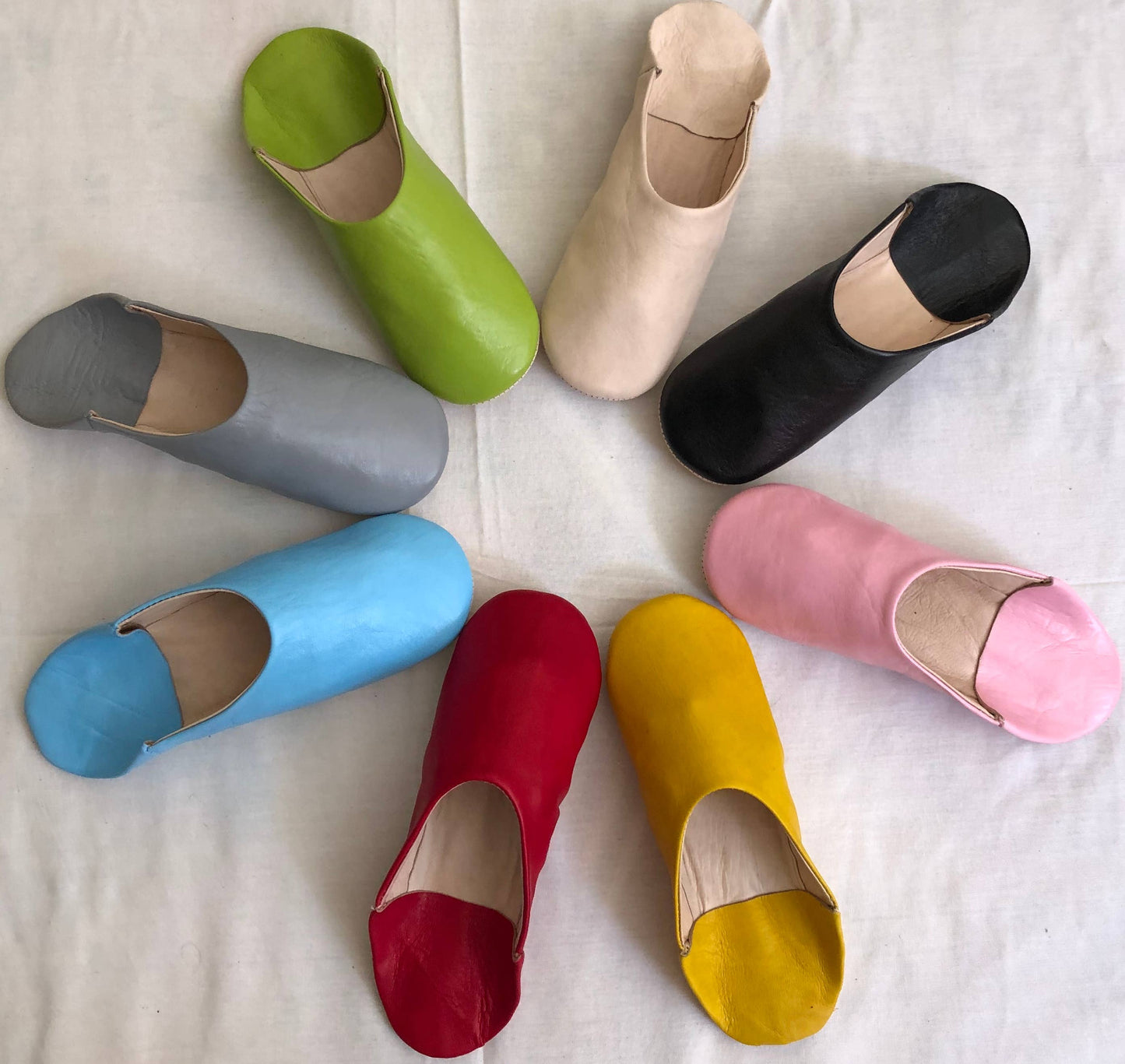Womens Moroccan Leather Babouche Slippers: Pistachio / UK 6 / US 7.5