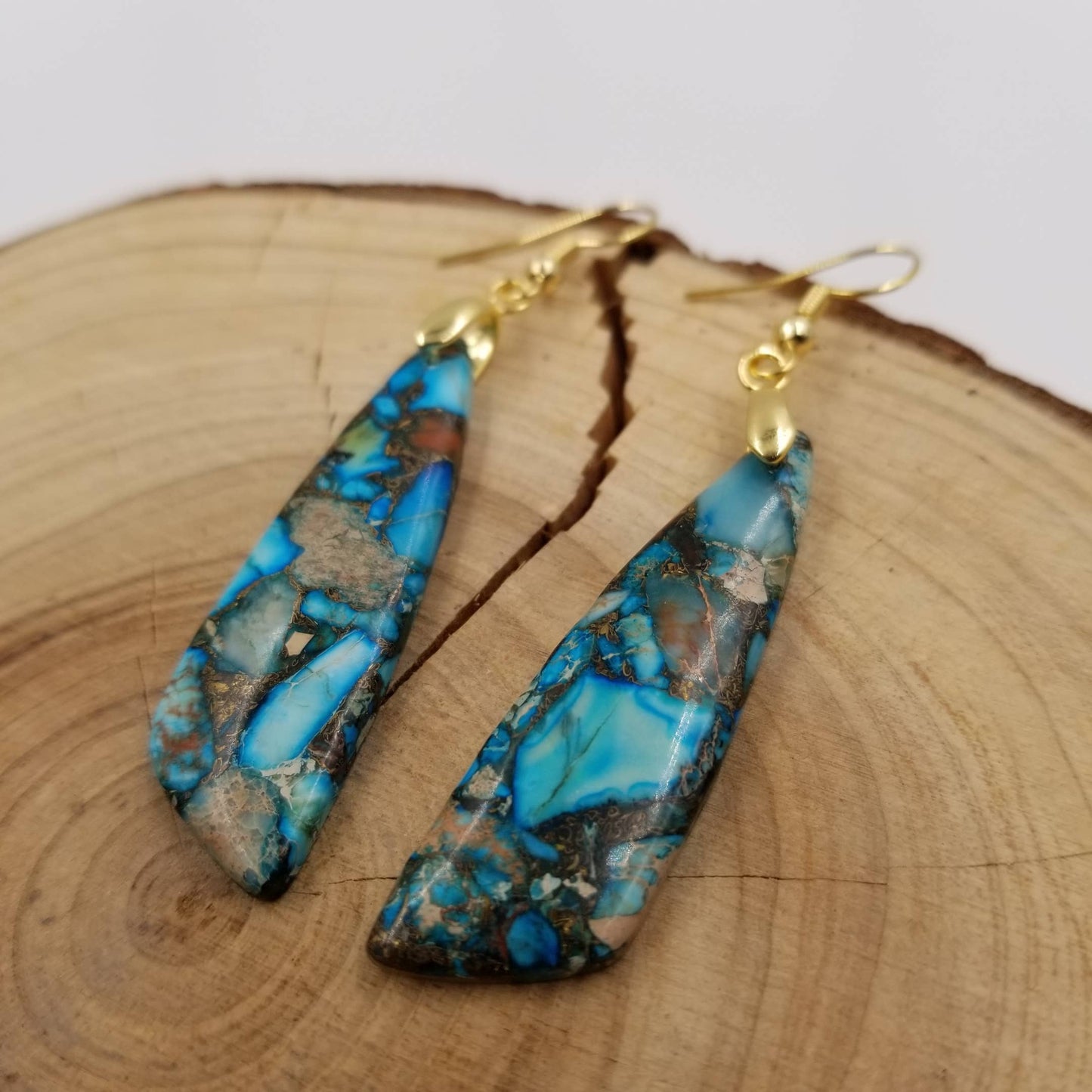 Natural Blue Lace Jasper Stone Earrings
